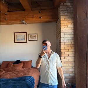 Zara Men's Cream Short-Sleeve Polo-Style Shirt